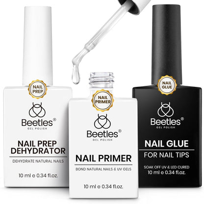 Nail Glue and Dehydrator Kit 3Pcs Professional Acid-Free HEMA-Free Gel Nail Bond Primer Prep Set for Press On Nails Nail Tips Extensions Gel Manicure Long Lasting Adhesion Gift for Women