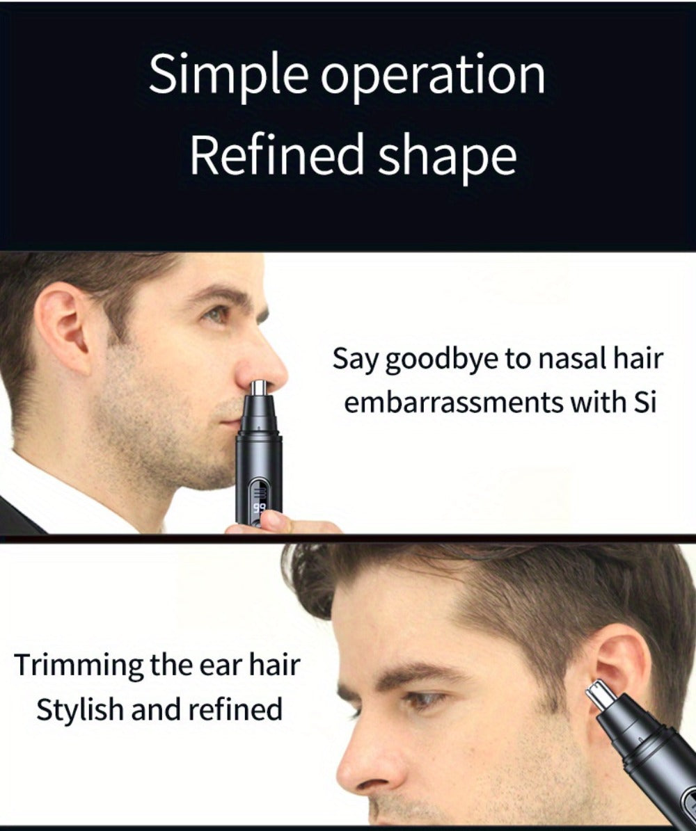 Electric Nose Hair Trimmer, Painless Facial Hair Removal Device for Men And Women - with LED Display Screen, USB Charging, Suitable for Trimming Nose Hair, Ear Hair, Eyebrows, Etc