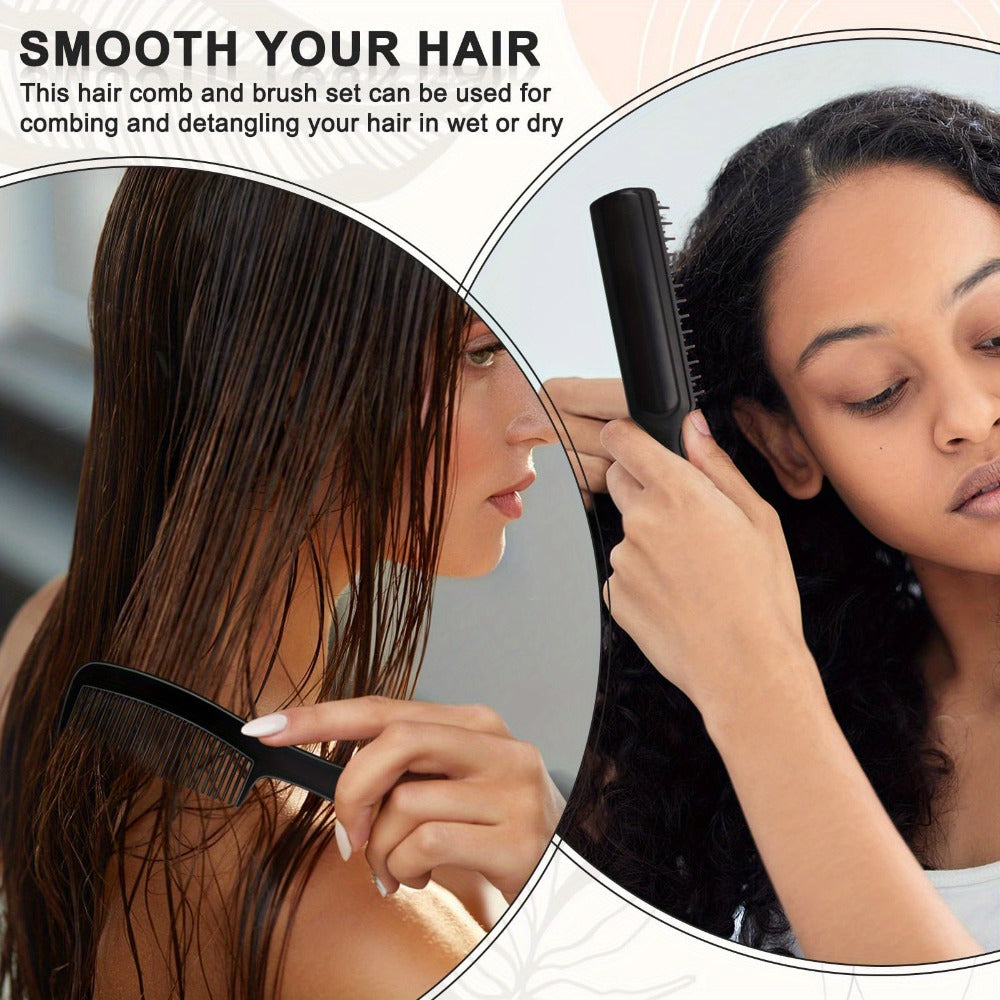 50pcs Bulk Hair Brushes & Combs Set - Detangling Hairbrush and Comb for Women, Individually Wrapped for Hygiene, Charity & Travel Supplies (Black), Hair Care Essentials, Travelfriendly Grooming, Hygienic Packaging, Compact Design, Smooth Bristles, Durable