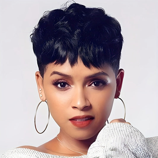 Synthetic Short Wigs for Women with a Short Pixie Cut, Featuring Heat-Resistant Wavy Hair, Perfect for Fashion