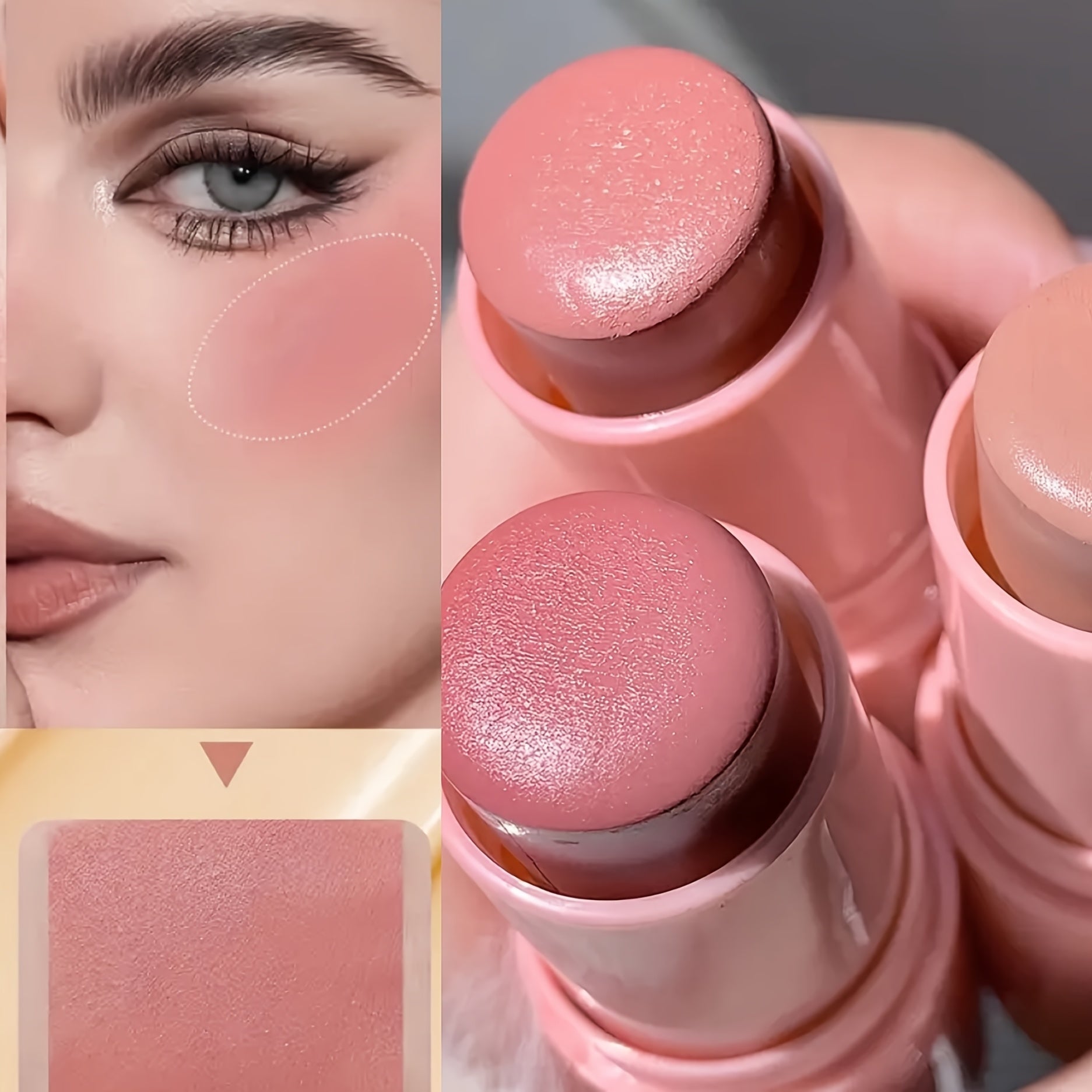 3 Blush Stick Set - Multifunctional, Matte, Brightening Cream Blush, 3pcs Cream Blush Set, Long-Lasting Non-Greasy and Waterproof, Perfect for Daily Face Makeup, Travel-Friendly Design, Daily Makeup, Mother's Day Gifts