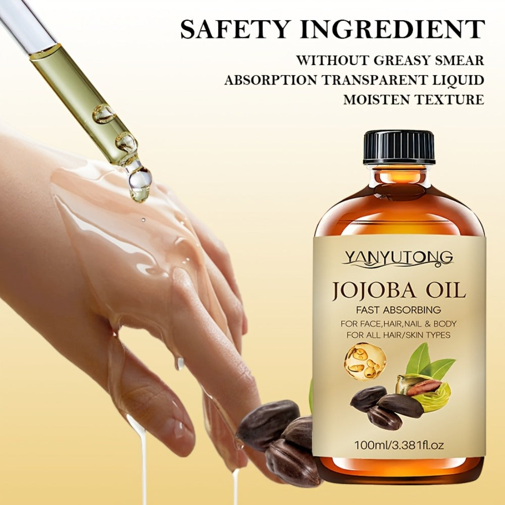 Two Bottles of Natural Jojoba Body Fragrance Massage Oil for Hair Care, Massage, Showering, And Application to Face, Body, Nails, Hair, And Eyelashes. A Perfect Holiday Gift Guide And a Comfortable Gift Choice