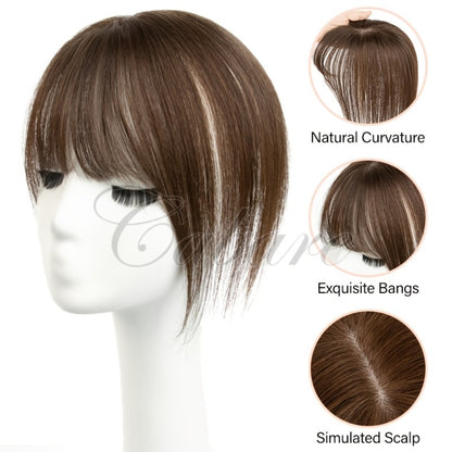 Hair Topper with Bangs Human Hair 5x9 Base Straight Clip In Topper for Thinning Hair Crown Coverage Volume Booster White Hair Cover Natural Black Dark Brown Women 8 12 Inch