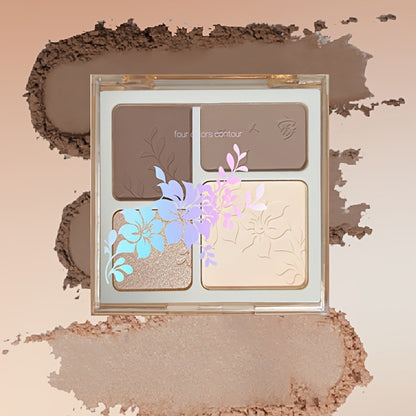 Contour Palette 4 Colors - Matte & Glossy Shades for Face Contouring, Highlighting & Eyeshadow | Multifunctional Bronzer Blush Palette for Sculpting & Defining Facial Features | Everyday Makeup