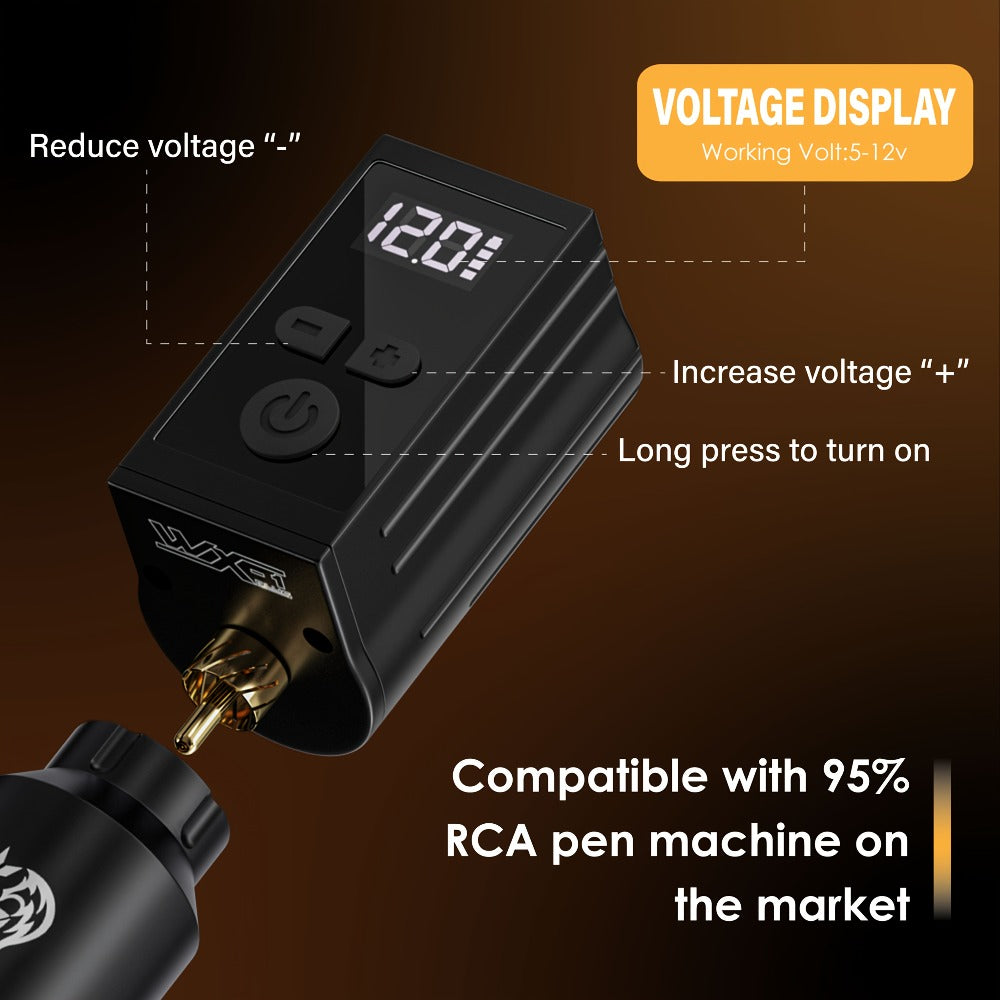 Tattoo Battery Power Supply, 1450Mah Lithium Battery Pack with Display, Tattoo Gun, RCA, Rechargeable Cordless Battery for Tattoo Pen, Rotary Wireless Tattoo Machine Additions As Gift, Body Art Makeup Gift