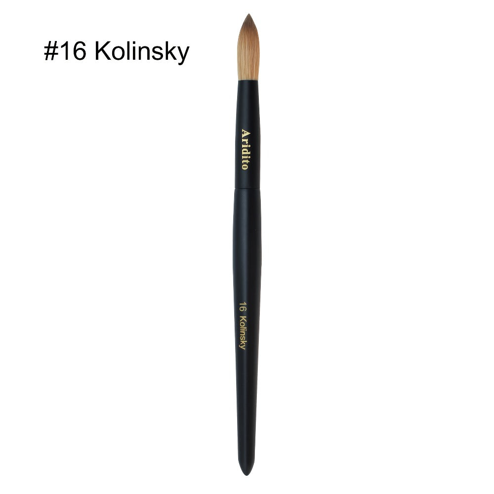 Aridito Kolinsky Round Head Acrylic Nail Art Brush Black Wooden Handle For Professional Manicure Home Salon(#8, #10, #12, #14)