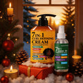 2pcs Set [Upgraded Version] 7-in-1 Hair Styling Cream 9.47oz + 7-in-1 Fragrance Leave-in Conditioner Spray 3.38oz, Containing Rosemary Oil, Castor Oil, Batana Oil, Pumpkin Seed Oil, Peppermint Oil, Biotin, Keratin.