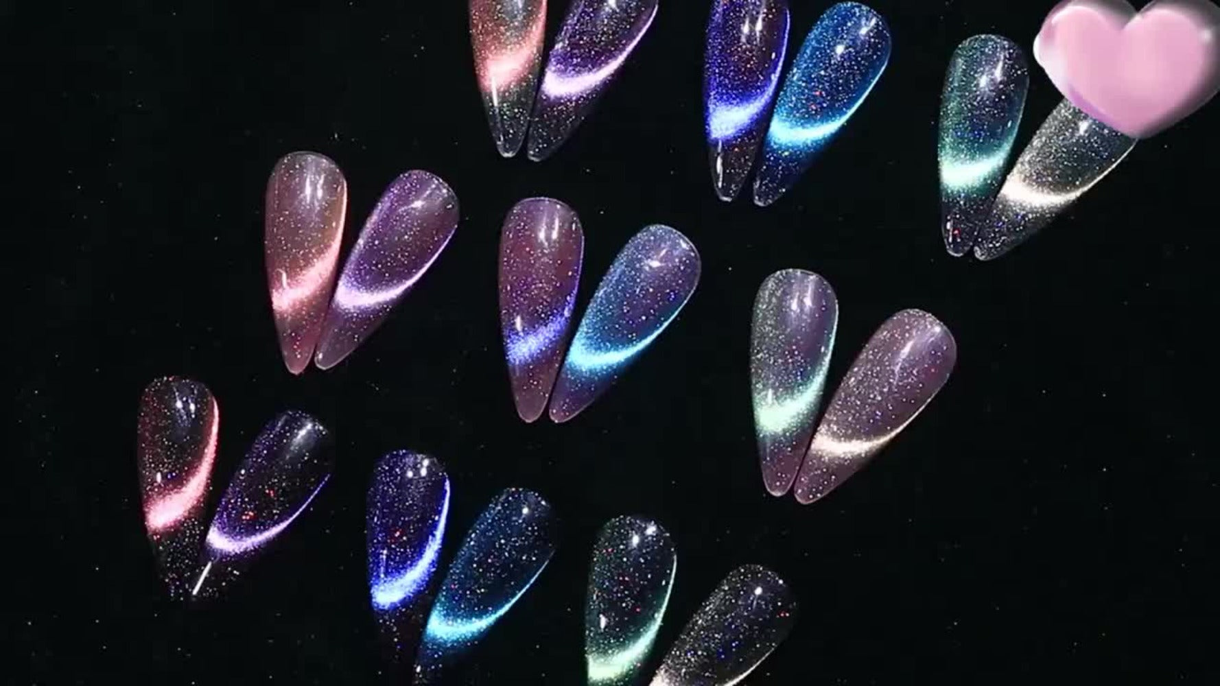 9D Cat Eye Gel Nail Polish - Holographic Rainbow Glitter Nail Polish Blue and Purple, Removable LED Gel Nail Polish for DIY Salon and Home Use, 0.34oz, Paraben Free, Easy to Apply, High Quality Finish, the Perfect Valentine's Day Gift