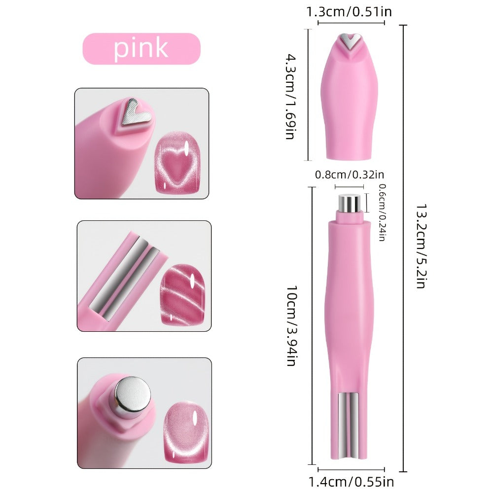 3pcs Nail Art Magnet Set - Pink 6-in-1 for cat Eye, Versatile Magnet Tool For Cat Eye Polish Heart Shaped Round Multifunctional Accessories For Studio Home Salon