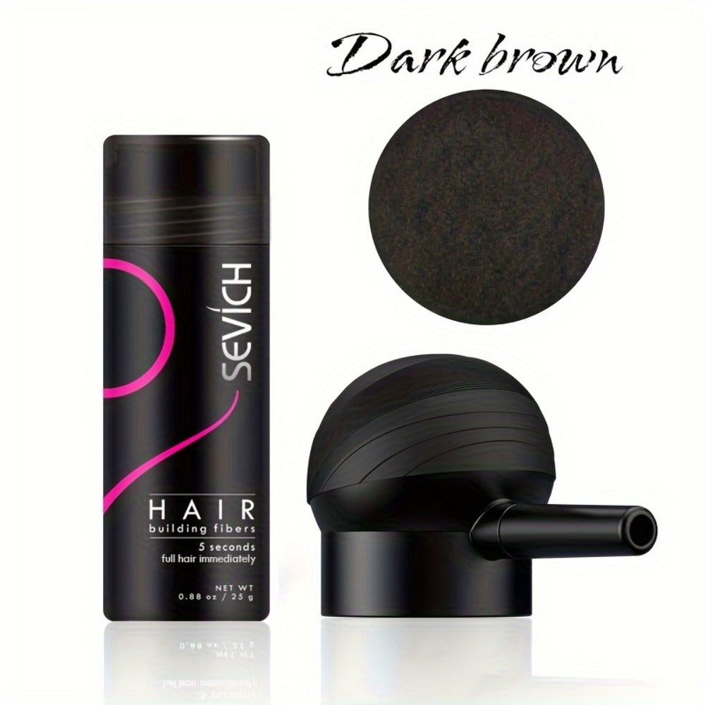 Hair Building Fibers with Spray Head 2-Pack Sevich - Instant Natural Thickening for Thinning Hair Fuller Look Conceals Hair Loss Black Dark Brown Medium Brown