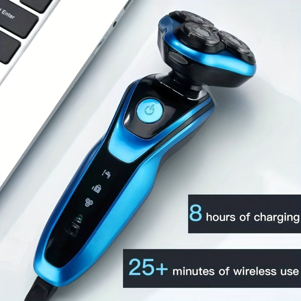 Electric Shaver for Men 3-in-1 USB Rechargeable Floating Blade Nose Hair Trimmer Sideburn Trimmer Digital Display Portable Grooming Kit Gift for Men Black Blue