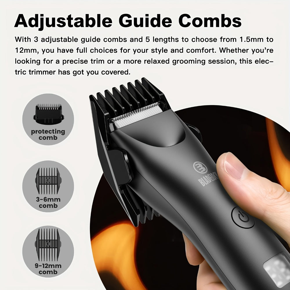 Men's Ball Trimmer - IPX7 Waterproof Body Hair Trimmer, Ceramic Blades, LCD Battery Display, Replaceable Blade Head, Electric Shaver
