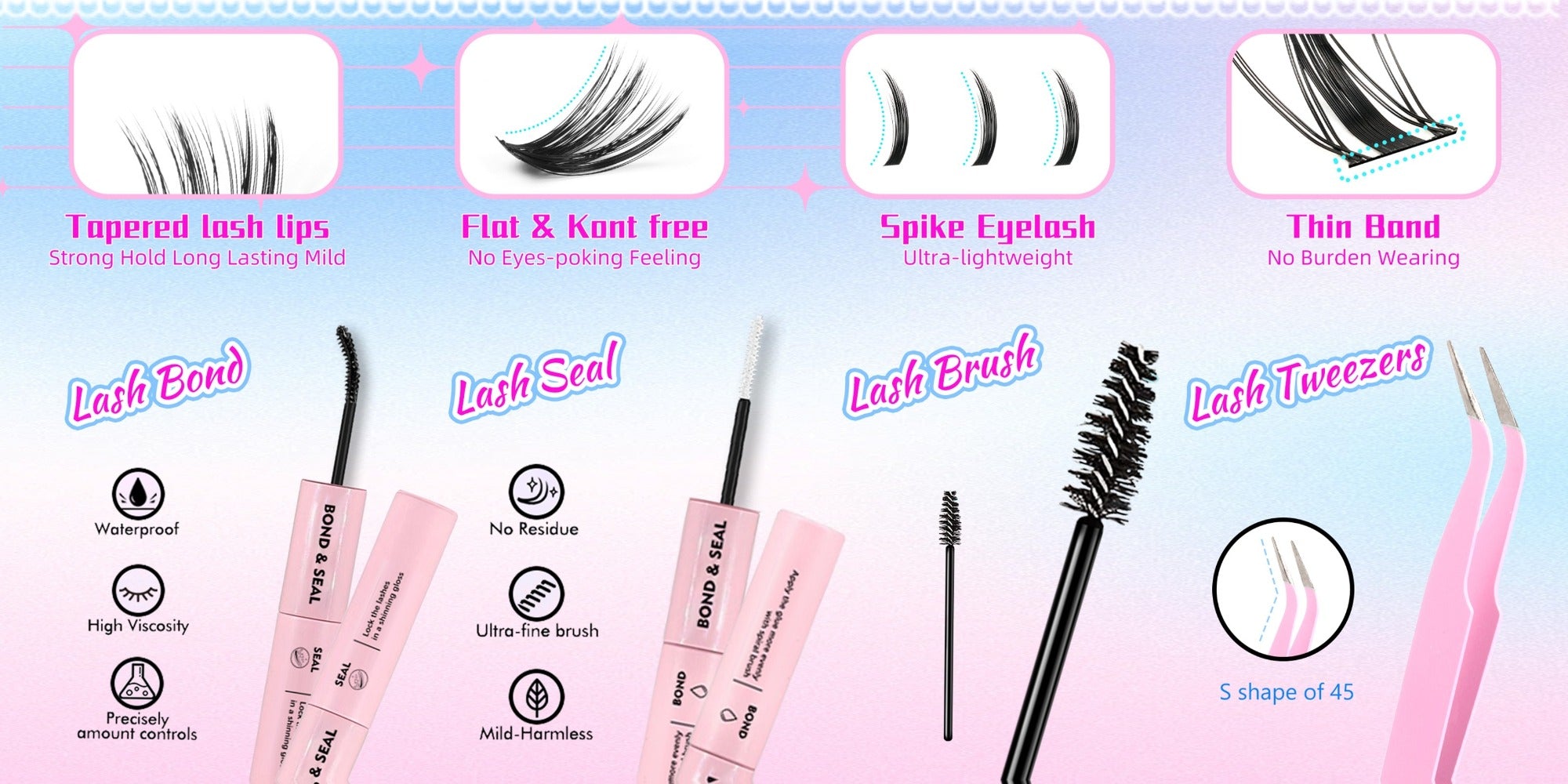 272pcs/5 Boxes Mixed Length Lash Clusters Kit Gift Set, 30D-100D Volume Cluster Lashes with Tweezers & Mascara Wands, Soft Fluffy Eyelash Clusters for Natural Or Glam Look, Perfect Gifts for Her & Mom