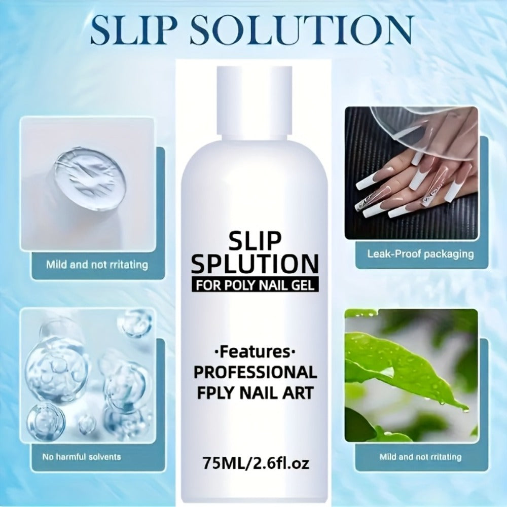 For Poly Nail Gel Slip Solution, 2.6 Oz Slip Solution And Container, for Poly Nail Gel Nails Anti-Stick for Poly Extension Gel Liquid Slip Solution Set