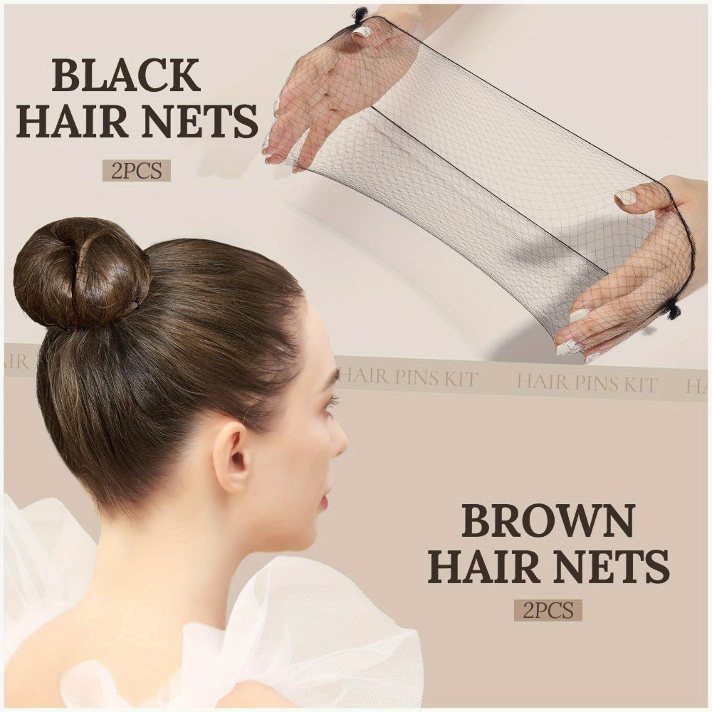 163pcs Hair Ties Clips Nets Styling Kit Girls Dance Hair Additions Portable Hairstyle Tools Dance Competition Performance Styling Pack