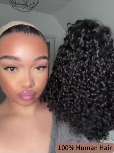 Bouncy Short Curly Bob Wig 12 Inch Brazilian Human Hair Deep Wave Glueless Wigs Pre Plucked Pre Cut 4x4 Lace Front Bob Wigs for Women Beginner Friendly Easy to Wear for Daily Wear & Cosplay & Parties & Music Festival & Christmas Party Wig