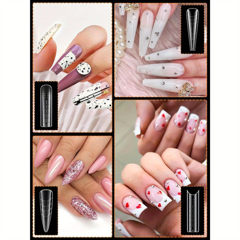 EBANKU Dual Form Kit, 192pcs Poly Gel Forms For French Nails, 96pcs Reusable Pads, 5pcs Clips, Brush Pen, Files Buffer, Extension Kit For Beginner