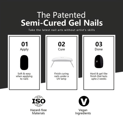 Gel Nail Art Kit Semi-Cured Nail Stickers 20 Designs with Portable UV Lamp Full Coverage Soft Gel Nail Patches Nude Nail Wraps for Women Party Gift