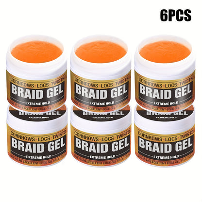 Braid Gel Extreme Hold Anti-Frizz Edge Control Hair Wax Pomade for Braids Locs Twists Sleek Styles Moisturizing Frizz Control Long-Lasting Hold 4/5/6 Pack
