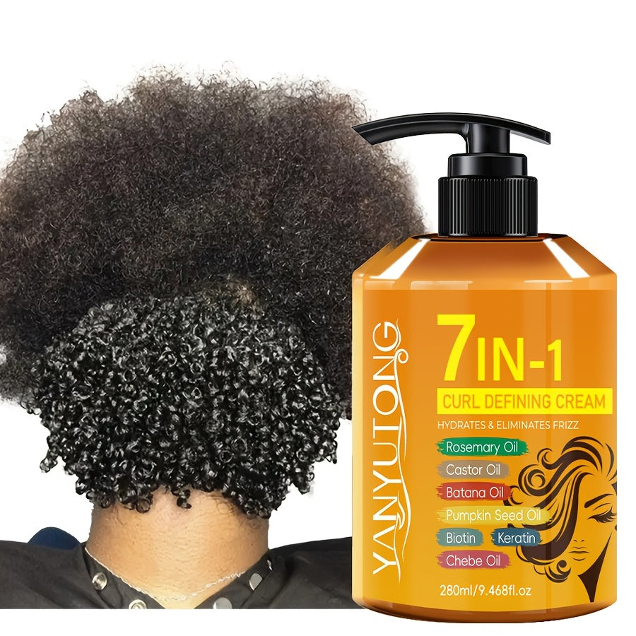 Upgraded New Arrival 7-in-1 Hair Curling Cream With Moroccan Argan Oil, 9.47oz*1 Bottle - Naturally Fluffy, Long-Lasting Hold, Moisturizing, Suitable For Wavy And Curly Hair, Protects Hair With Rosemary Curling Hair Products And Hair Care Products.