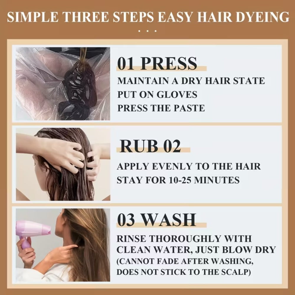 Hair Dye Shampoo and Conditioner Set — 4-in-1 Long-Lasting Hair Color with Ginger & Herbal Extracts, Gentle Gray Hair Coverage, Moisturizing Formula for All Hair Types, 3 Shades