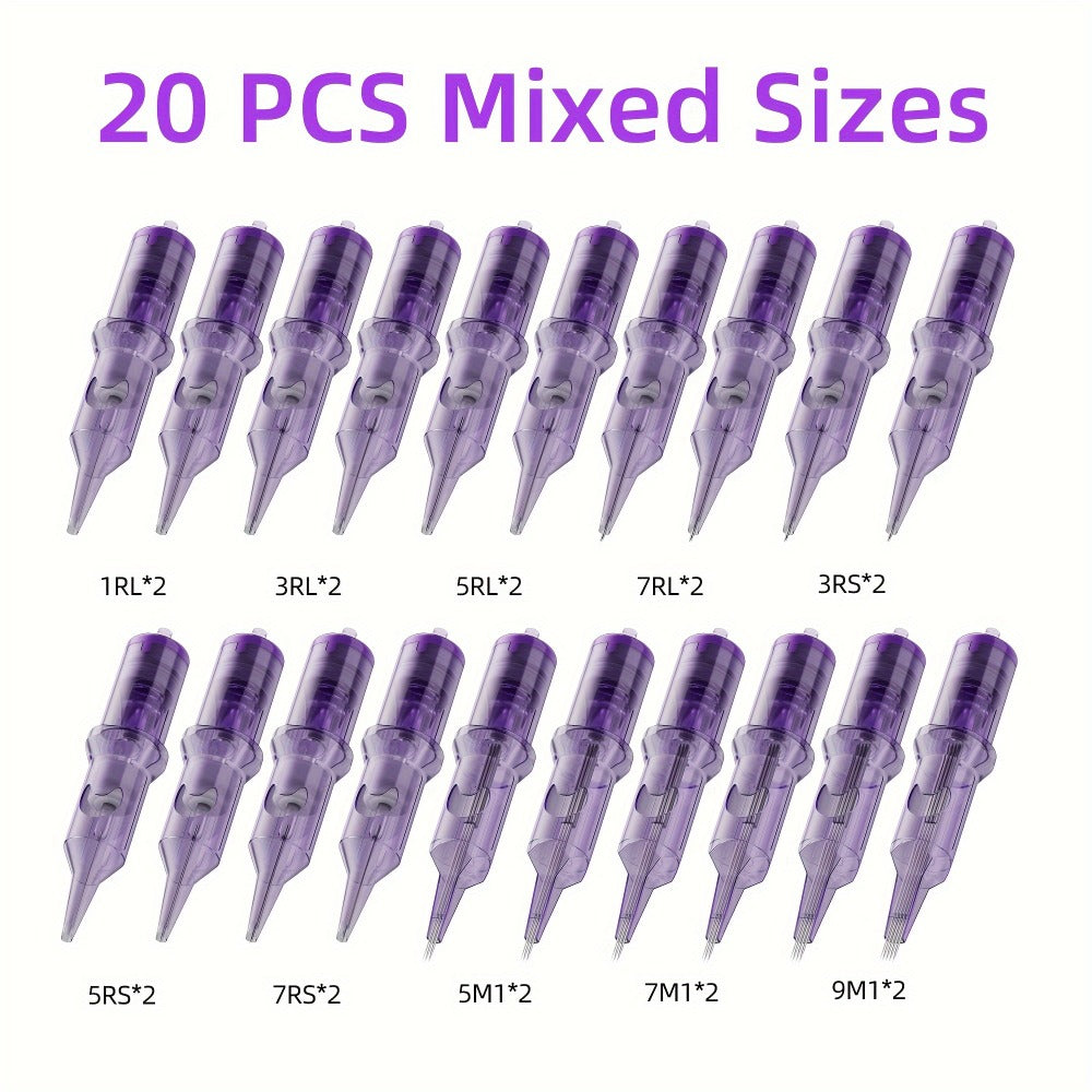 Tuffking Offers Tattoo Cartridge Needles in Packs of 10, 20, 30, 40, Or 50, Featuring Various Sizes. These Purple Liner Needles Are Suitable for Both Professional Tattoo Artists And Novices, Including Standard Round Liners Like RL, RS, RM, And M1