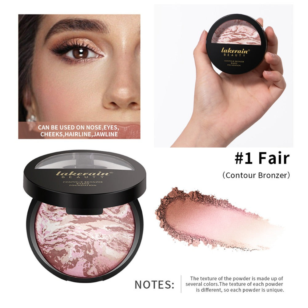 Marble Baking Palette Set — Contour Blush Highlight & Nose Shadow Powder | 4-in-1 Face Palette | All Skin Types | 2-Piece Kit for Everyday & Glam Looks