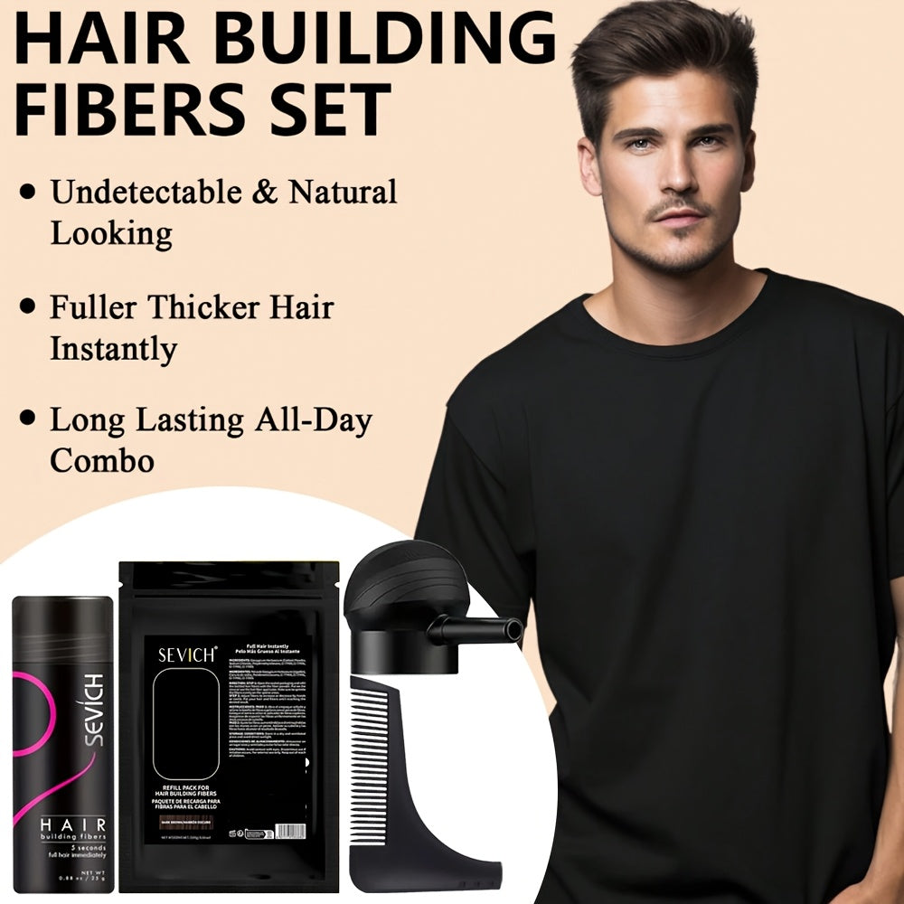 2-in-1 Hair Thickening Fiber Set—Powder + Applicator, Creates a Natural, Voluminous Effect, Suitable for All Hair Types