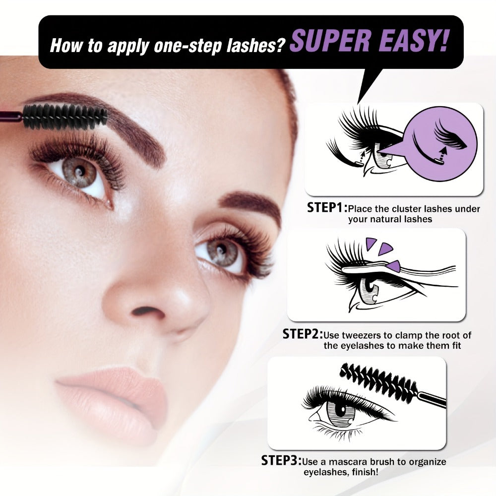 Self Adhesive Eyelashes, 156pcs Self Adhesive Eyelash Clusters, No Glue Needed, Invisible 2-Strip Tape - Longer Lasting, No Sticky Residue Pre Glued Eyelashes (Volume-Mixed)