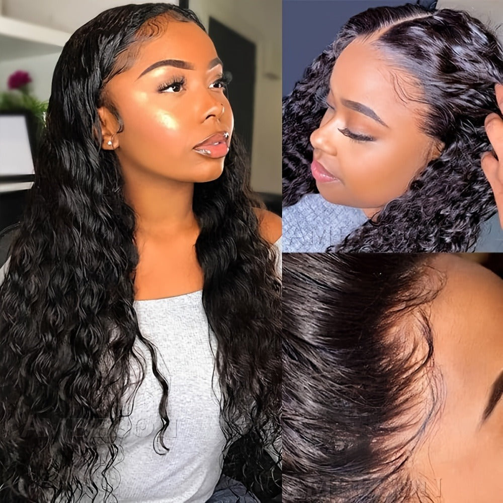 Loose Curly Lace Front Wig for Black Women — 26 Inch 13x4 Glueless Synthetic Hair, Natural Black, Heat Resistant, Hair Replacement, Long Curly Wig for Daily Wear & Party
