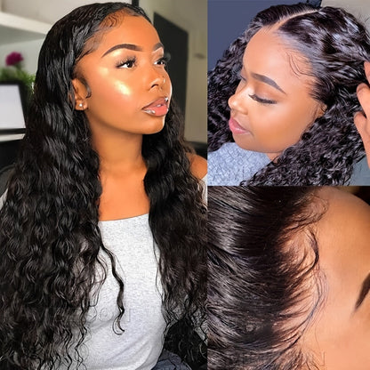 Loose Curly Lace Front Wig for Black Women — 26 Inch 13x4 Glueless Synthetic Hair, Natural Black, Heat Resistant, Hair Replacement, Long Curly Wig for Daily Wear & Party