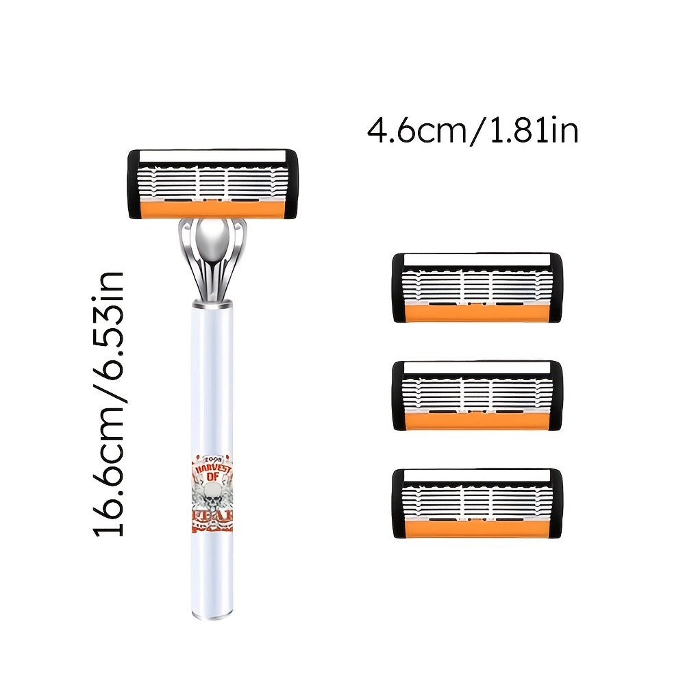 Men'S 72-Blade Razor: Progressive Design for Painless Shaving, 2 Non-Slip Handles, Classic Style, Ideal Gift for Birthday/ Father'S Day