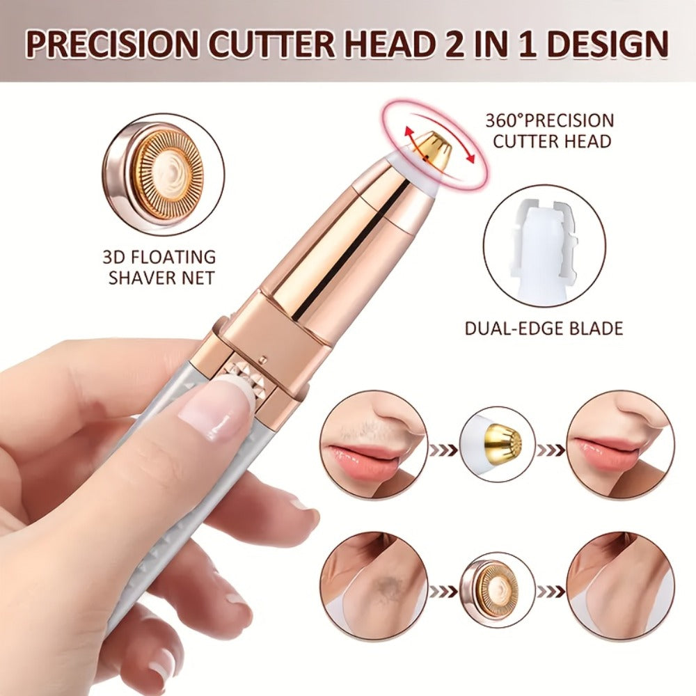 Facial Hair Trimmer for Women, 2 In1 Eyebrow Epilator Eyebrow Trimmer Body Hair Groomers Electric Hair Trimmer for Eye Brows Hair Trimmer Lip Hair Shaver Facial Hair Removal Device