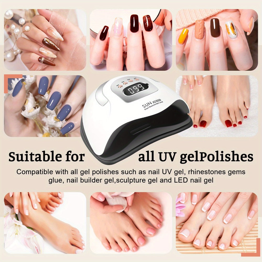 380W Professional /LED Nail Lamp with Auto Sensor & LCD Timer - Fast Gel in 4 Timing Modes (10s/30s/60s/99s), USB-Powered Nail Dryer with One-Touch Button, for Home, Salon, Manicure, Pedicure - Safe Light for Gel Polish Hardening