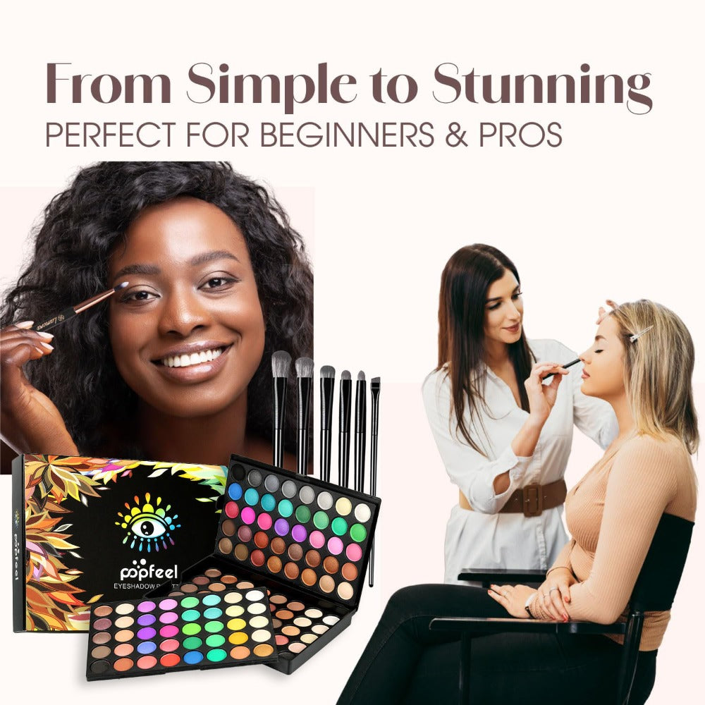 Eyeshadow Palette 120 Colors with 6 Makeup Brushes – Shimmer & Matte Multi-Color Eye Shadow Set for Stage Makeup, Cosplay, Party & Daily Glam Looks