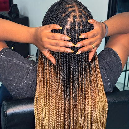Knotless Box Braid Wig for Women — 360° HD Full Lace Synthetic Lace Front, Handmade Faux Locs, 26 & 38 Inch, Protective Style, Multiple Colors, All Ethnicities