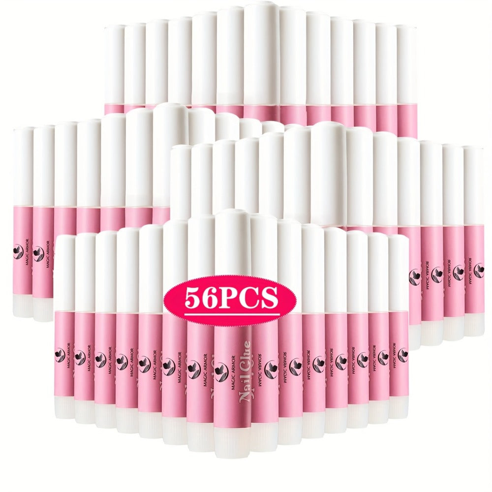 56pcs Professional Nail Glue Suitable for Acrylic Nails, Instant Strong Adhesive Liquid Bonding Gel for Press-on Nail Stickers, Long-Lasting Suitable for Nail, DIY Manicure & Pedicure, Plastic with Liquid Formula