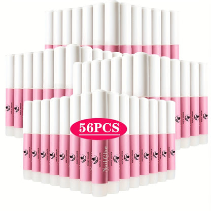 Nail Bonding Gel 56pcs Bulk Pack Strong Instant Adhesive for Press On Nails Acrylic Tips — Fast Dry Long-Lasting Clear Liquid Nail Glue for DIY Manicure Pedicure Nail Sticker Home & Salon Women