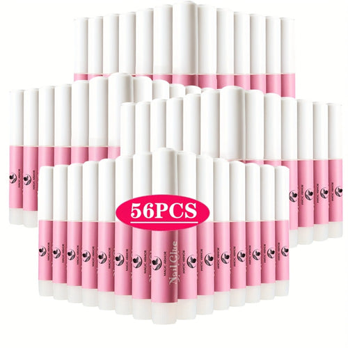 Nail Bonding Gel 56pcs Bulk Pack Strong Instant Adhesive for Press On Nails Acrylic Tips — Fast Dry Long-Lasting Clear Liquid Nail Glue for DIY Manicure Pedicure Nail Sticker Home & Salon Women