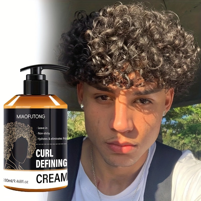 9. 468 Fl. Oz Men'S Curl Defining Cream - Leave-In Styling Cream, Contains Moroccan Argan Oil, Coconut Oil, And Shea Butter, Creates Visibly Bouncy Curls And Frizz-Free Waves, Long-Lasting Elasticity, Moisturizing And Enduring Styling