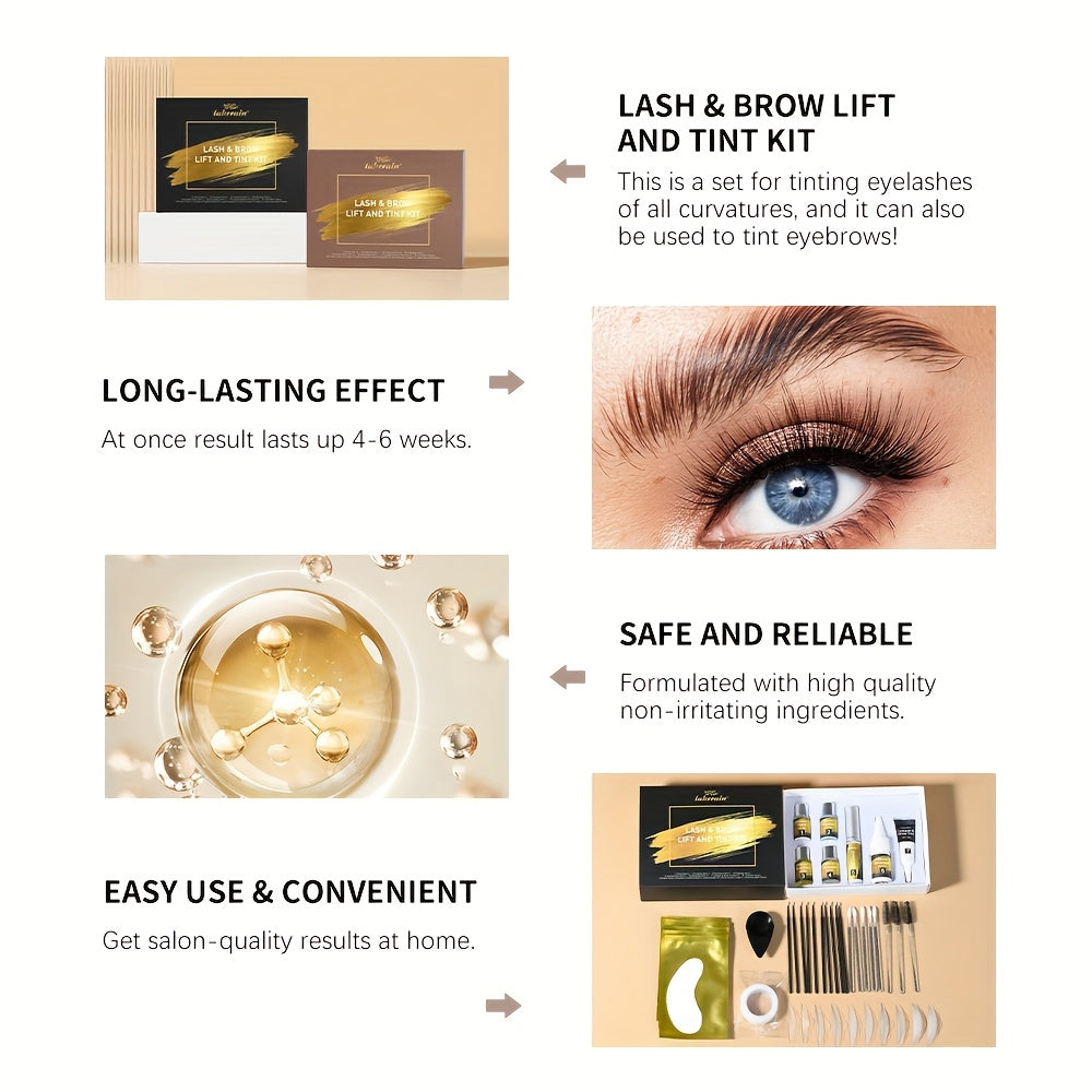 [Lash & Brow Kit] Lakerain Lash And Brow Lift And Tint Kit, Brow Lamination Kit, Eyelash Perm, Salon Or Home Use, Long-Lasting, Easy To Use, Tint Dye Kit, Eyelash And Brow Fuller-Looking