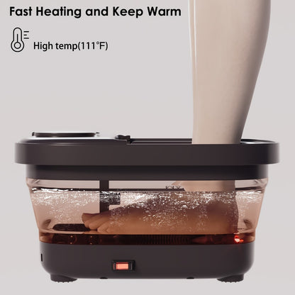 Collapsible Foot Spa Bath with Heat Bubble Massager Remote Temperature Control 3 Pedicure Attachments Foldable Foot Soak Tub with Handle Home Relaxation Gift for Women