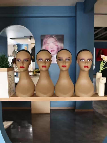 Mannequin Head for Wigs Female Display Stand Plastic Wig Hat Necklace Holder Salon Training Practice Retail Store Showcase Hairstyle Display 4 Pcs Set