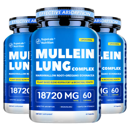 Mullein Leaf Capsules 12000mg for Lung Health & Respiratory Wellness — Quercetin for Bronchial Support, Breathing Ease, Immune Health & Seasonal Comfort | 60 Capsules