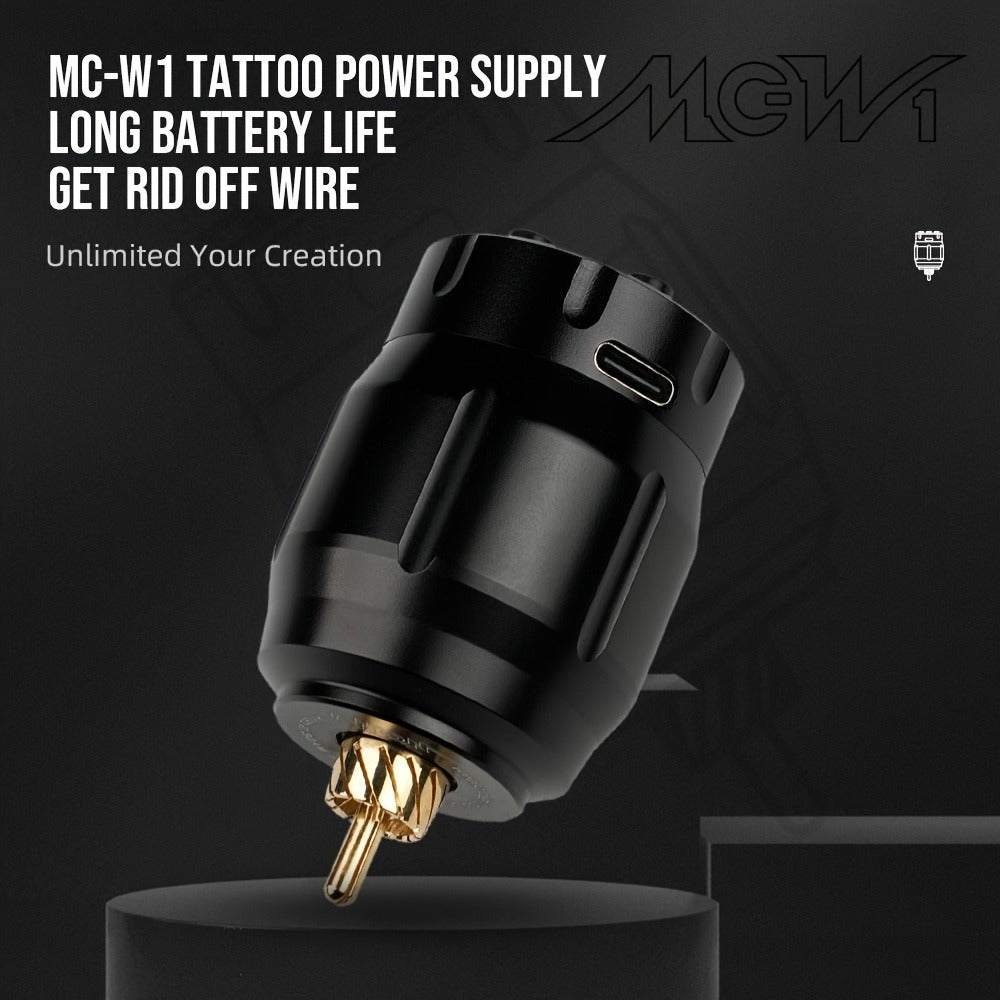 Wireless Power Supply for Tattoos, Featuring a Portable Rechargeable Motor Without Cords, Equipped with an LED Digital Display And RCA Connector, Designed for Rotary Tattoo Machines And Makeup Tools