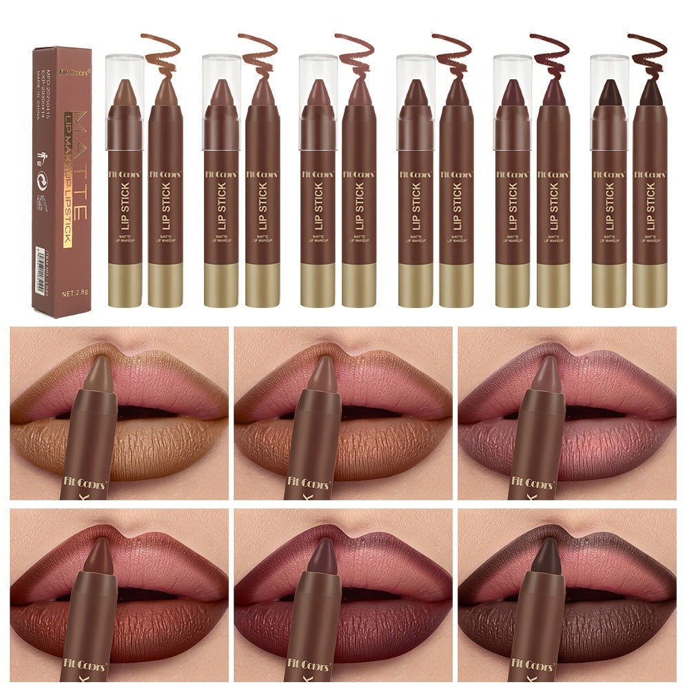 Lipstick Set 6 Pack Matte Long Lasting Waterproof Full Coverage - Non-Fading Velvet Lip Color for All Skin Tones Orange Brown Pink Purple Red Shades Makeup Gift for Women