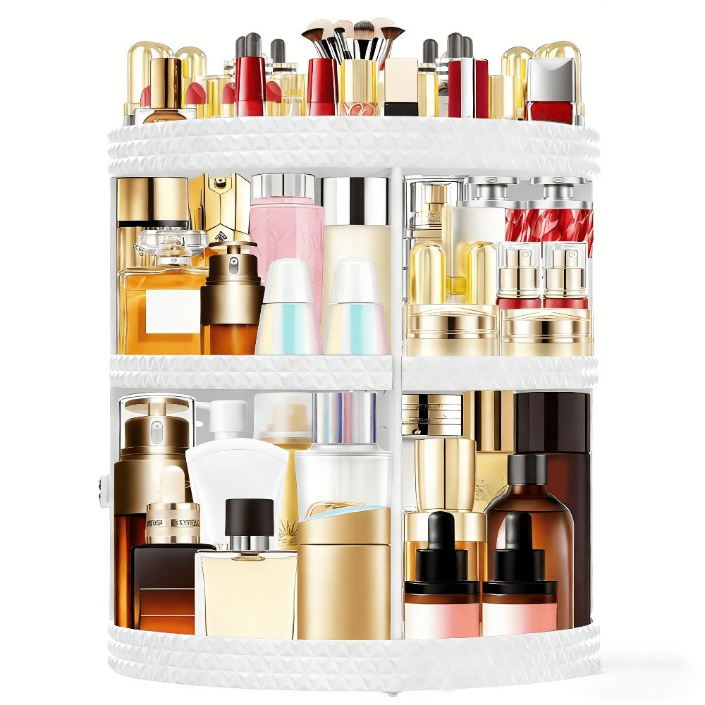 [Makeup Organizer Stand] 360 Degree Rotating Makeup Stand, Large Capacity Makeup Product Storage Box, 7 Adjustable Layers, Perfume Organizer, Bathroom And Bedroom Dressing Table