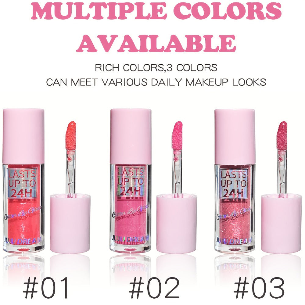 Lip Gloss & Lip Stain Set — Waterproof 24H Long-Lasting, Glitter Shine, Moisturizing Lip Oil, Berry Coral Pink Red Shades, High-Impact Color for Festivals & Everyday Glam