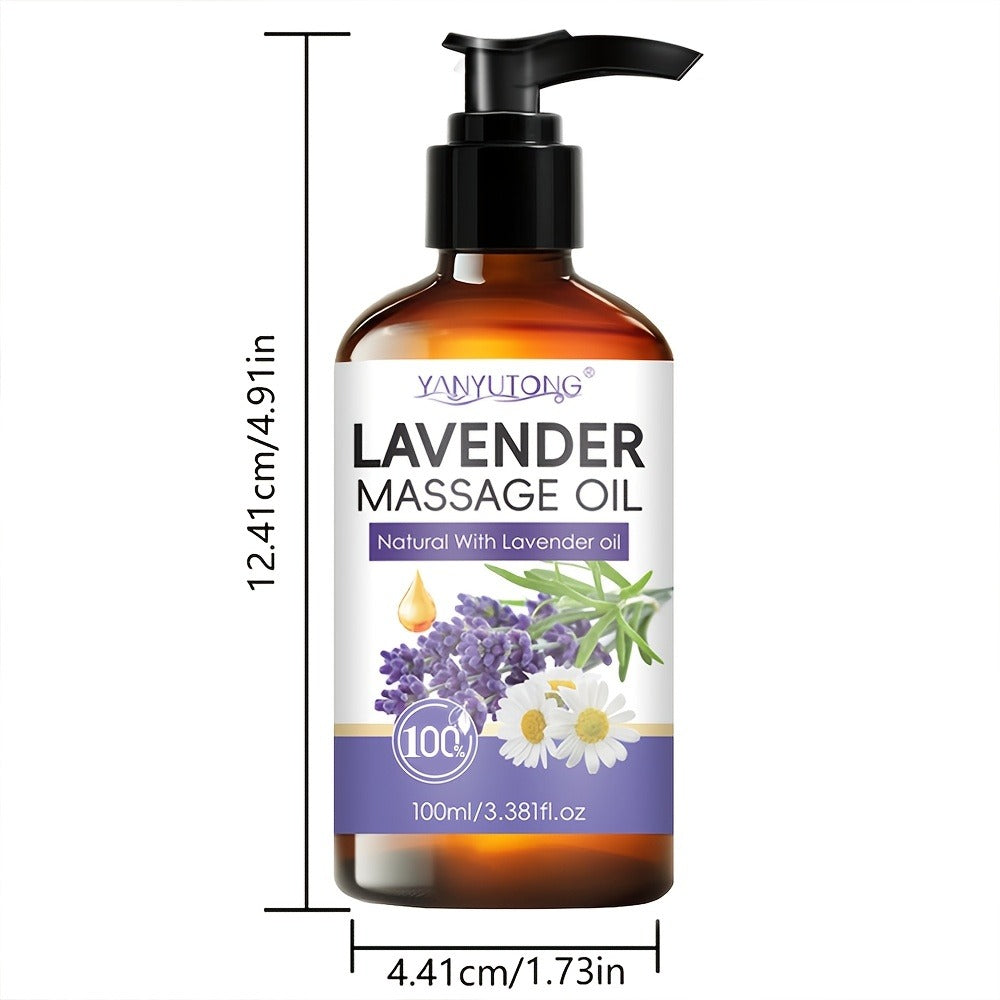 [Natural]3.38oz Lavender Massage Oil - Nourishing & Hydrating Formula with Lavender, Suitable for All Skin Types, Couples & Massage Use, Gentle & Non-Irritating, Must-Have Skincare Essential | Natural Ingredients | Ideal Holiday Gift