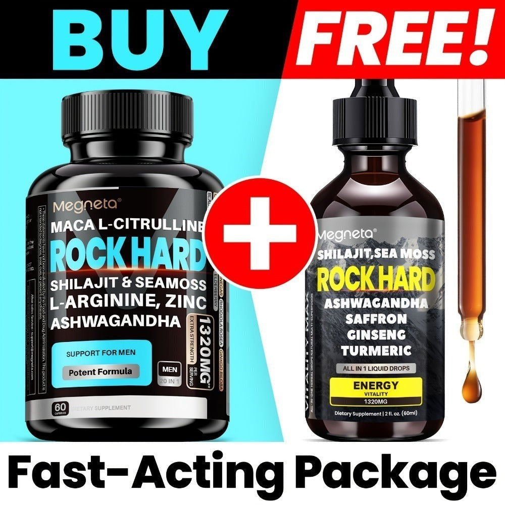 [Dual Power Rock Hard]Maca PILLS with Free Shilajit Drops|Premium Formula with Maca, Shilajit, Ashwagandha, Sea Moss, Elderberry, Ginger &Saffron |All In 1 Supplements|Unleash the Beast, Plant-Based, Men's Health, Adaptogenic|1 Month Supply